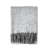 Herringbone Grey Faux Mohair Throw