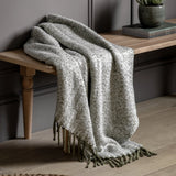 Herringbone Olive Faux Mohair Throw