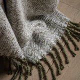 Herringbone Olive Faux Mohair Throw