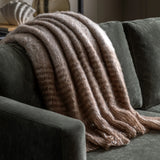 Faux Mohair Fringe Throw Brown & Natural