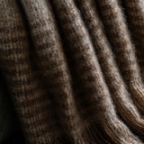 Faux Mohair Fringe Throw Brown & Natural