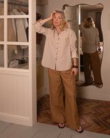 Nola Striped Shirt - Beige/Ecru