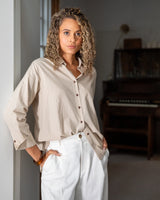 Nola Striped Shirt - Beige/Ecru