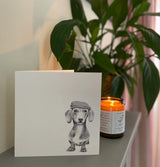 Sidney Sausage Dog Pencil Drawn Greeting Card