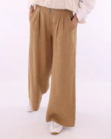 Linen wide leg trouser - Camel