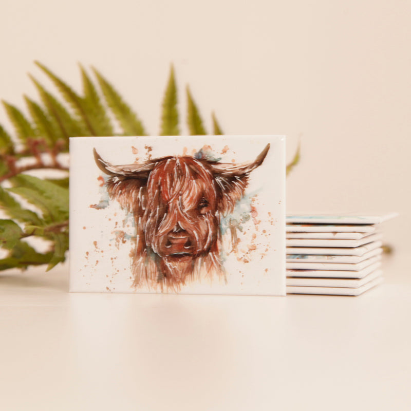 Meg Hawkins Highland Cow Watercolour Design Magnet