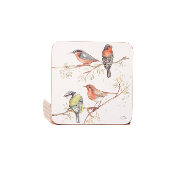 Meg Hawkins 'The Lookout' British Birds Watercolour Design Set of 4 Coasters