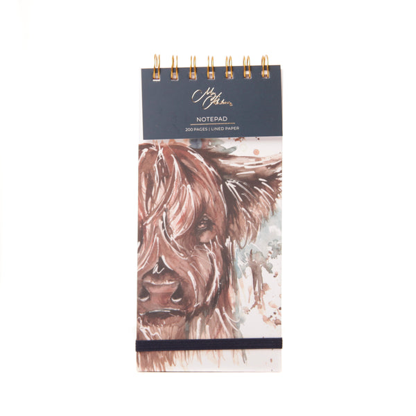 Meg Hawkins 'The Hebrides' Highland Cow Watercolour Design Notepad