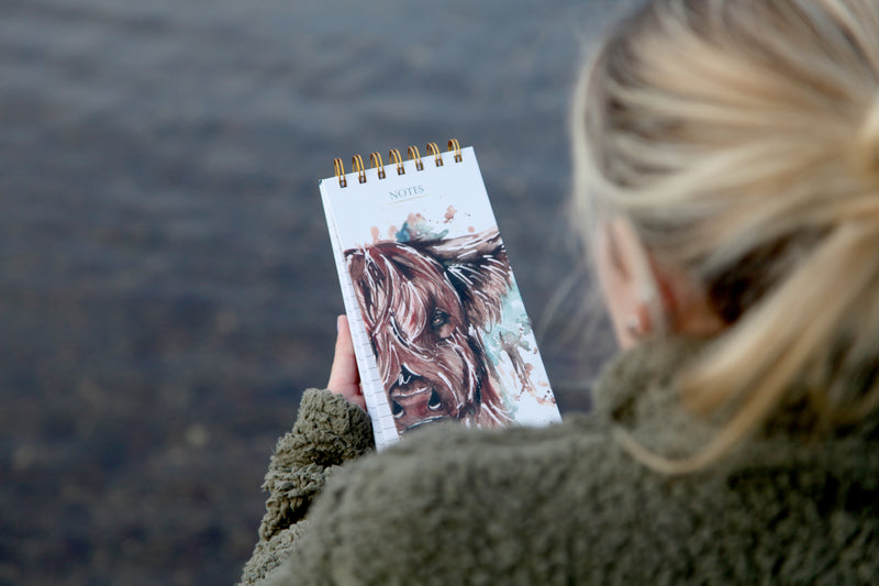 Meg Hawkins 'The Hebrides' Highland Cow Watercolour Design Notepad