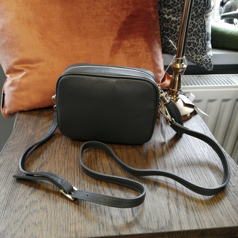 Dark Grey Leather  Handbag