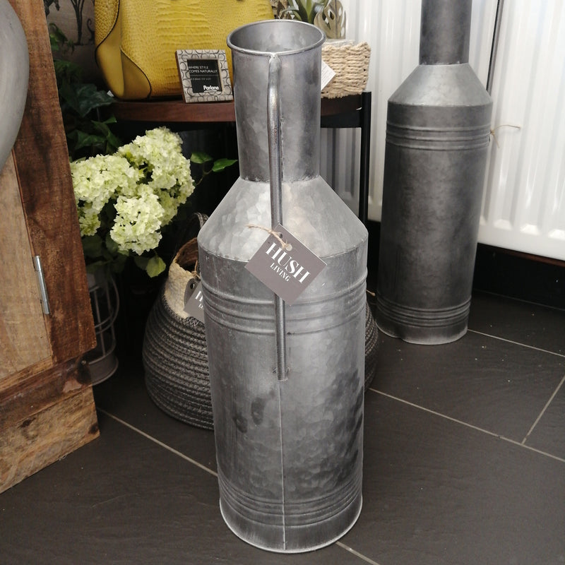 Rustic Grey Metal Vase - Medium