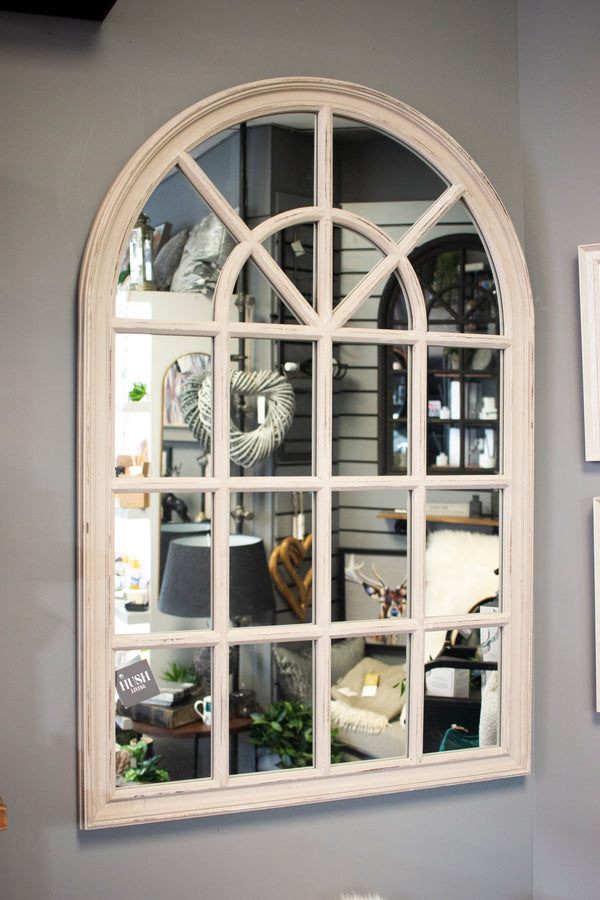 Taupe Distressed Window Mirror