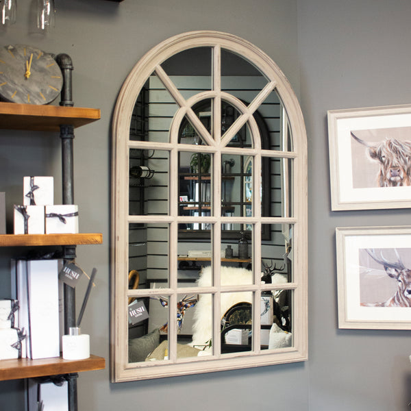 Taupe Distressed Window Mirror