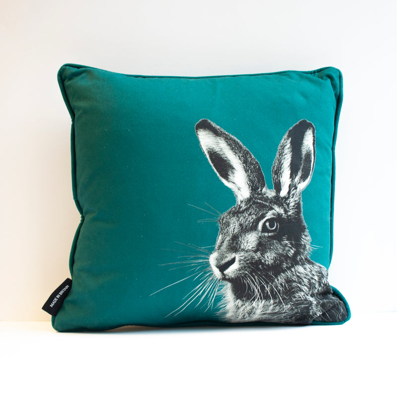 Hare Cushion in Teal