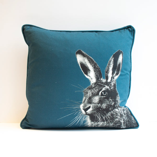 Teal Green Hare Cushion