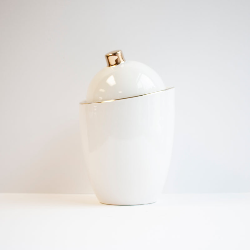 Saturn Small White Ceramic Jar