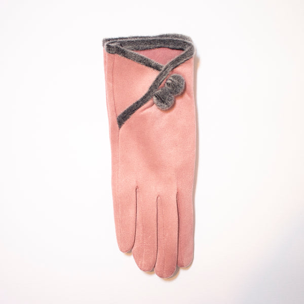 Pink Fur Detail Gloves