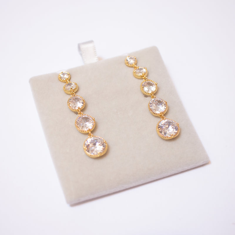 Earring Gold Plated Cubic Zirconia Drop