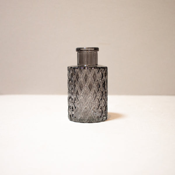 Smokey Grey Mini Geometric Glass Bottle