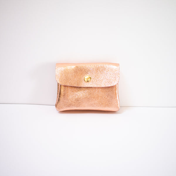 Rose Gold  Leather Coin Purse