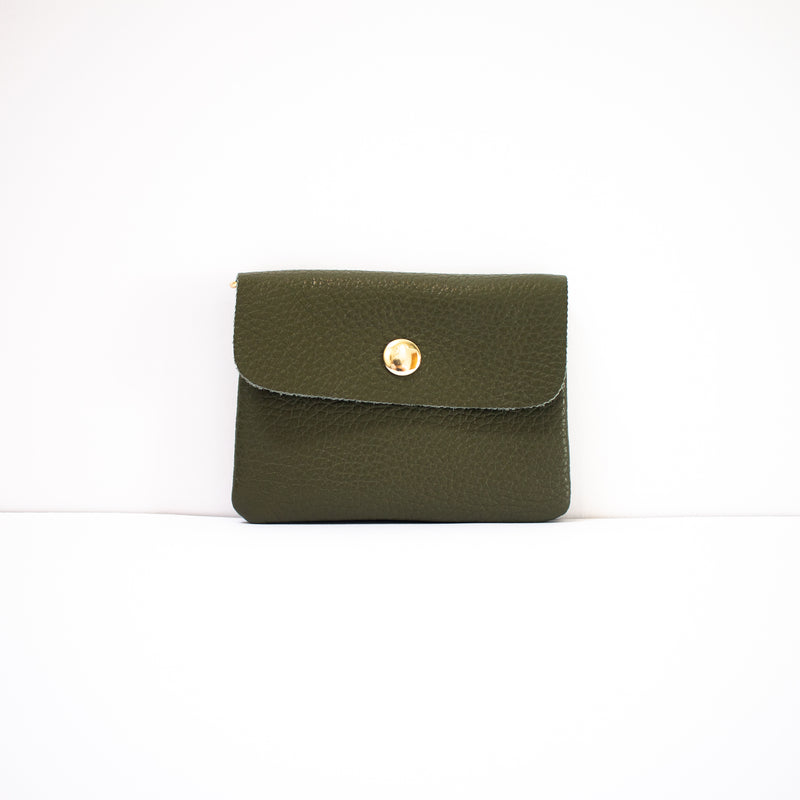 Olive Green Leather Coin Purse